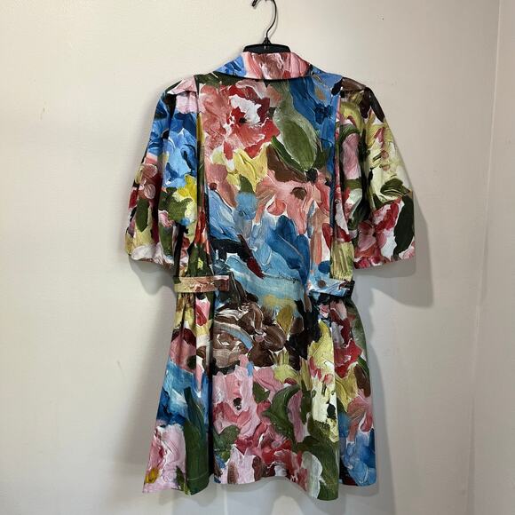 Stine Goya Abstract Print Structured Sleeve Mini Dress Size Small - Picture 3 of 14